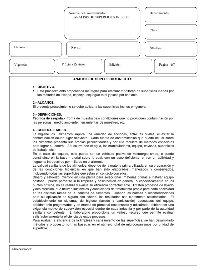 Analisis de Superficies Inertes PDF | PDF | Alimentos | Aluminio