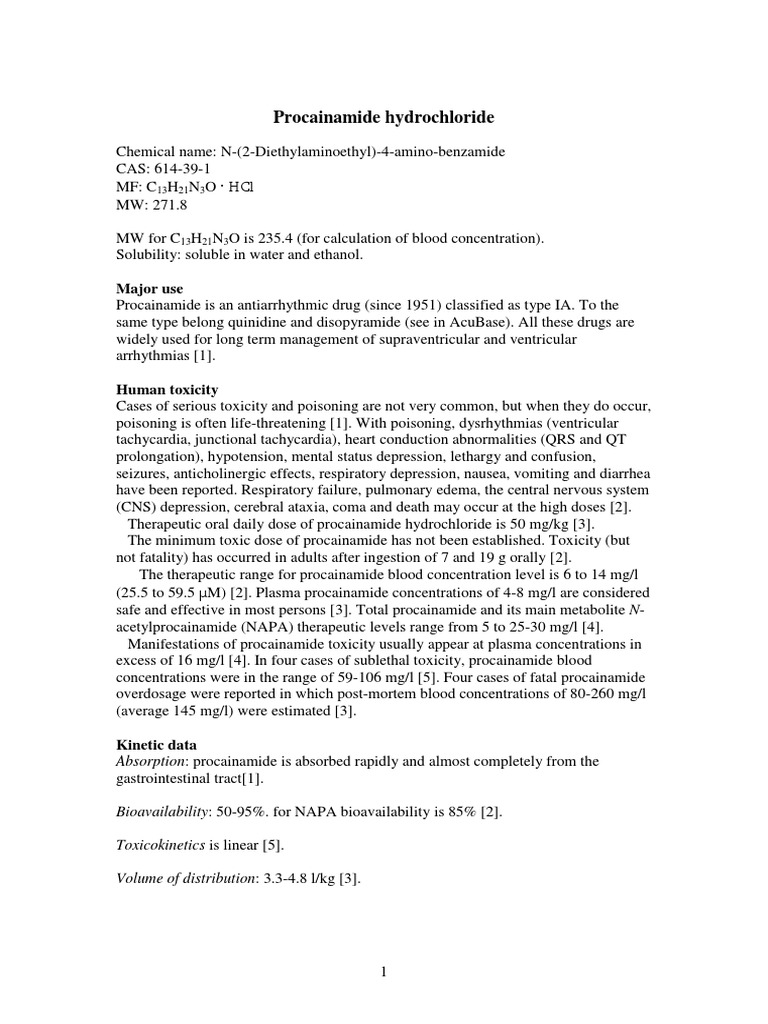 Procainamide Hydrochloride: Major Use | PDF | Electrocardiography