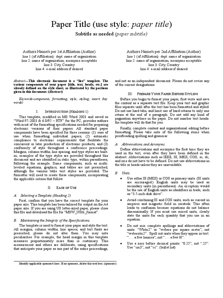 IEEE Format A4 | PDF