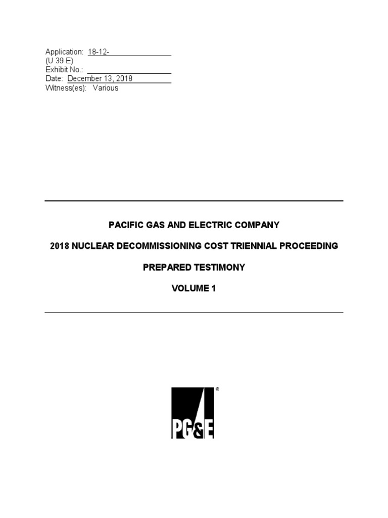 Nuclear Decommissioning Pacific Gas And Electric Company Radioactive Waste