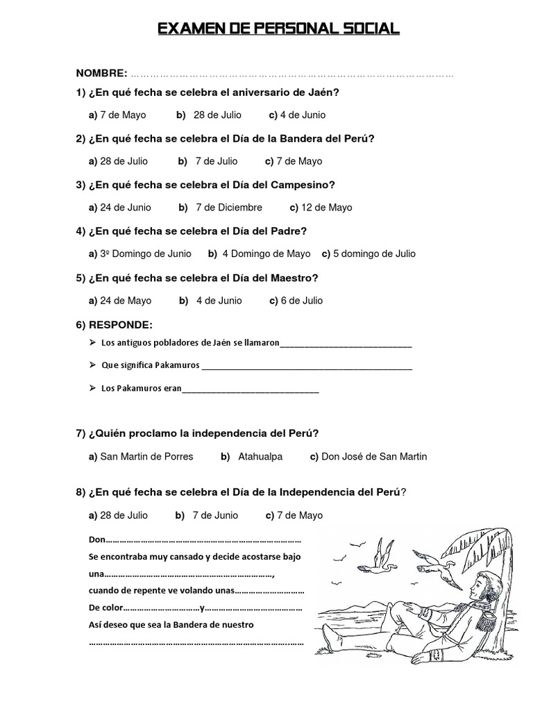 Examen de Personal Social | PDF | América del Sur | Agitación