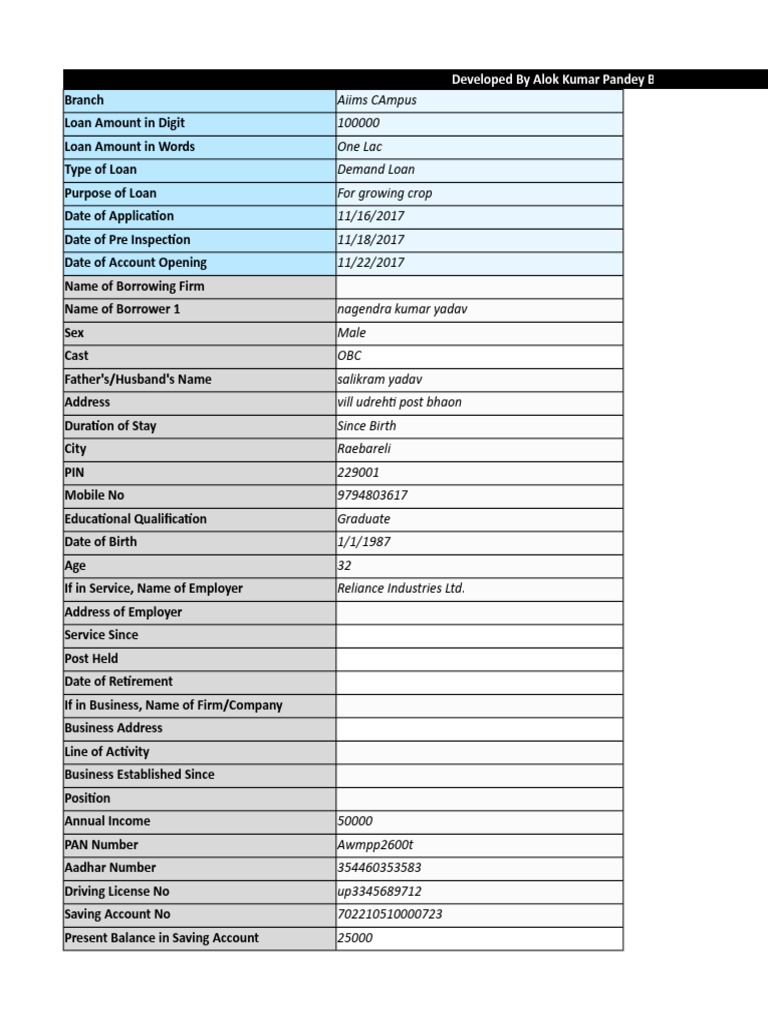 Loan Application Details for Agriculture | PDF | Insurance | Loans