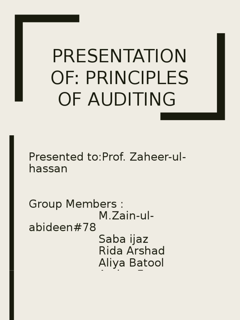 Principles of Auditing Presentation | PDF
