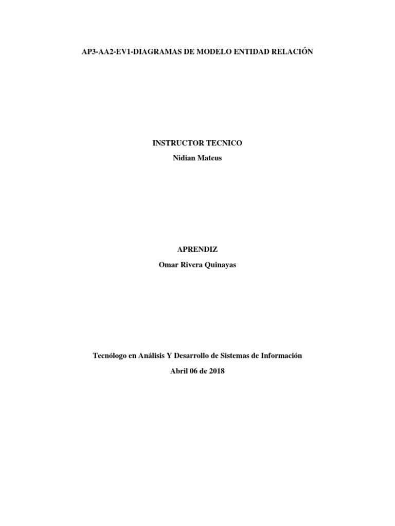 AP3-AA2-Ev1-Diagramas de Modelo Entidad Relación PDF | PDF ...