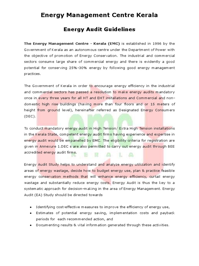 EMC-Guidelines For The Evaluation of Energy Audit Reports | PDF | Hvac ...