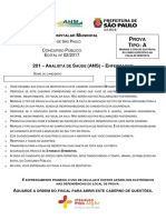 Prova Enfermeiro Analista de Saúde (Ans) Enfermagem Prova Objetiva