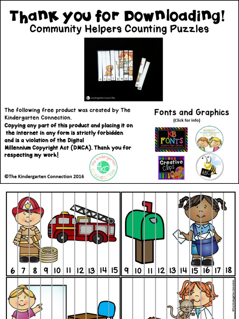 Community Helpers Counting Puzzles PDF | PDF for Free Printable Community Helpers Puzzle Printable