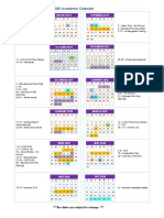 2019-2020 Lavca Student Calendar