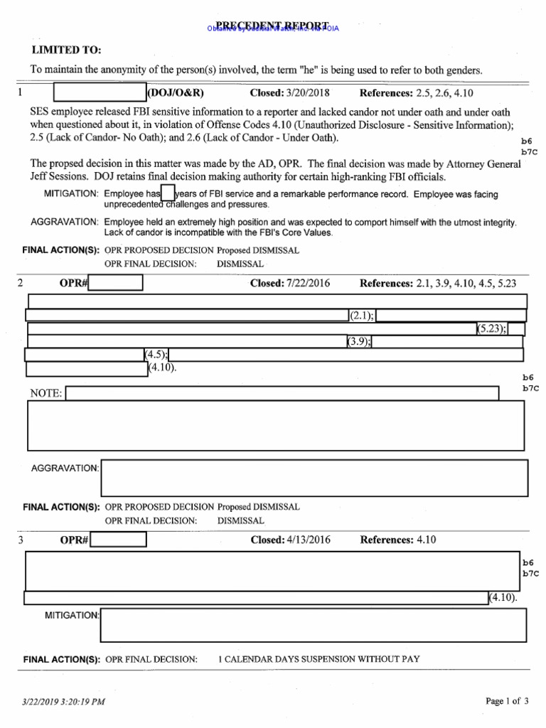 FOIA OPR Docs Re: Unauthorized Disclosures | PDF | Judicial Watch ...