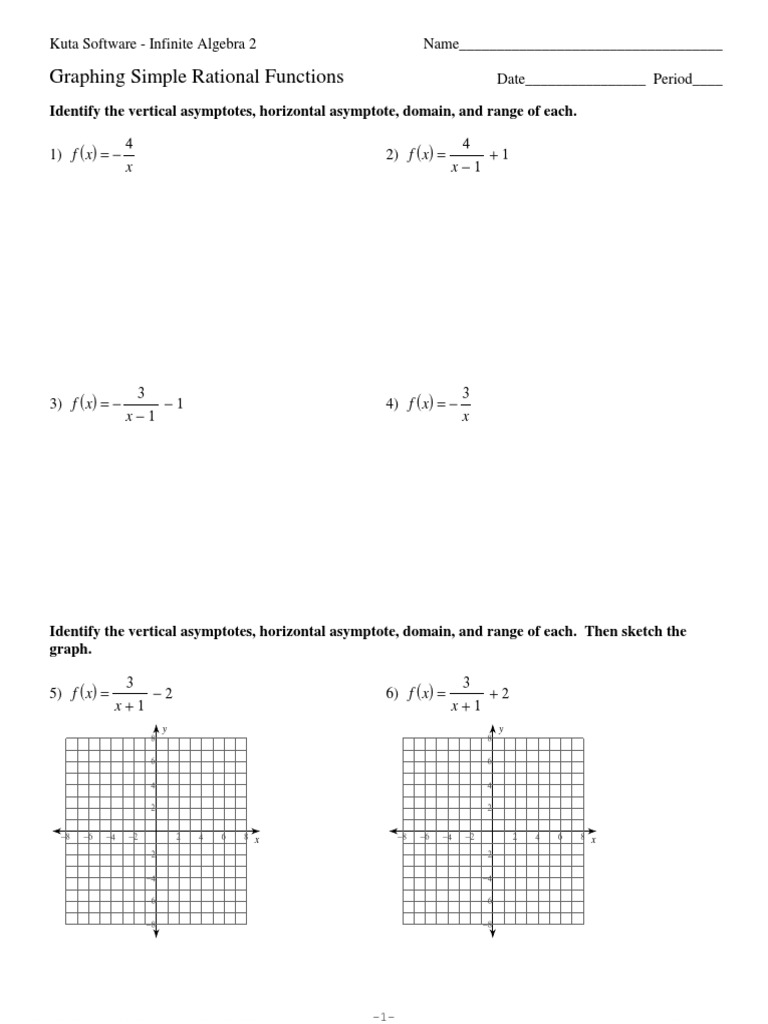 Graphing Simple Rational Functions PDF | PDF | Asymptote | Abstract Algebra