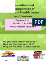 Prevention and Management of Personal Health Issues and Concern