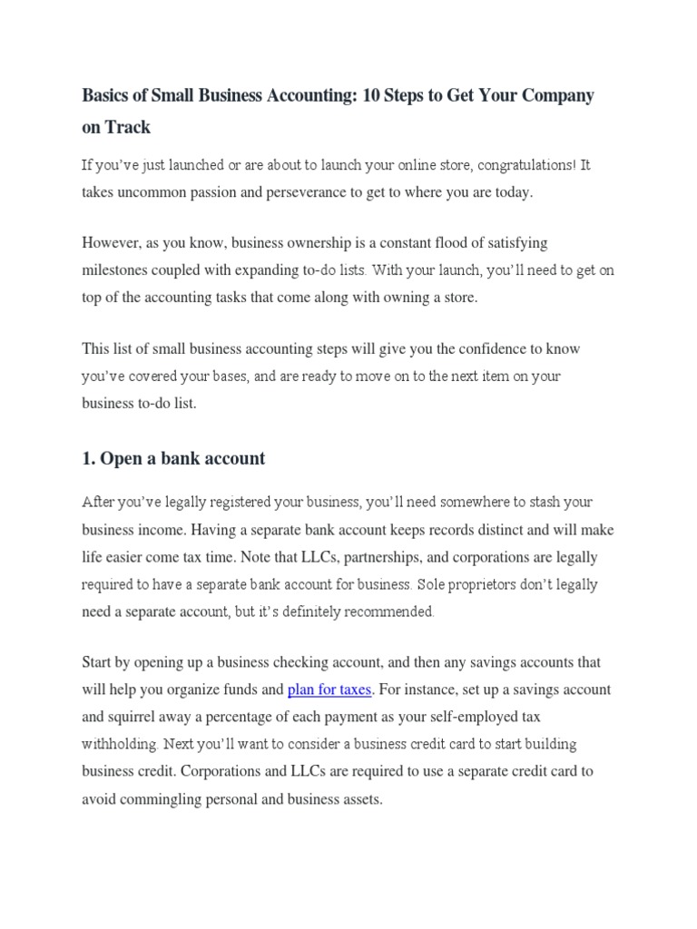Small Business Accounting Guide | PDF | Taxes | Income Tax