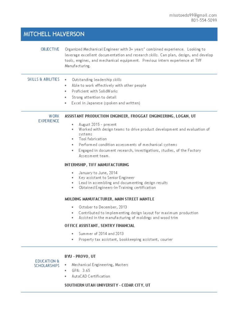M Halverson Resume 2019 Professional | PDF | Utah | Engineering