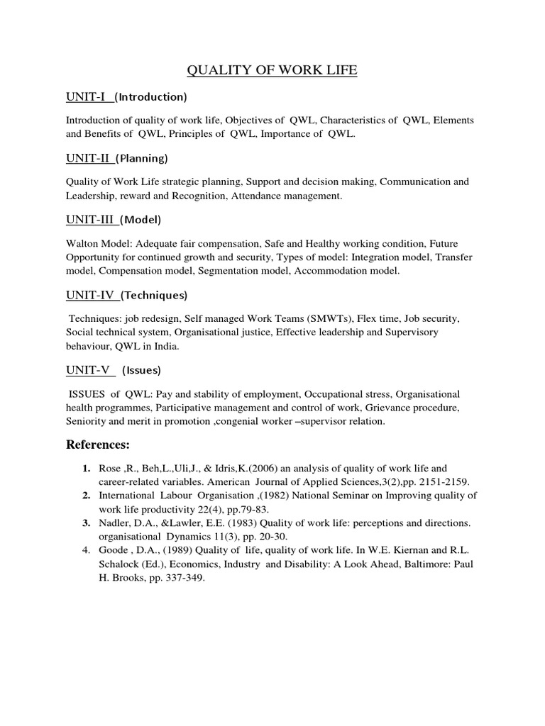 Understanding Quality of Work Life | PDF