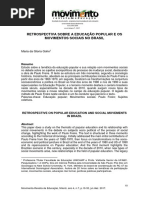 Retrospectiva Sobre a Educacao Popular e Os Movime