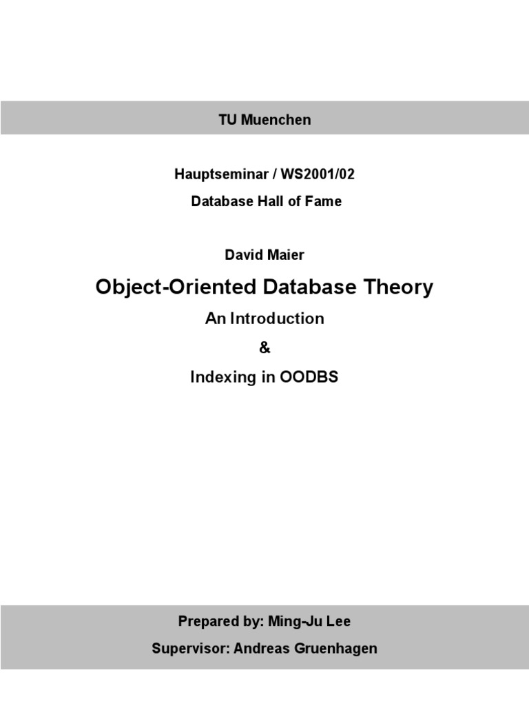 Paper - Object Oriented Database Theory | PDF