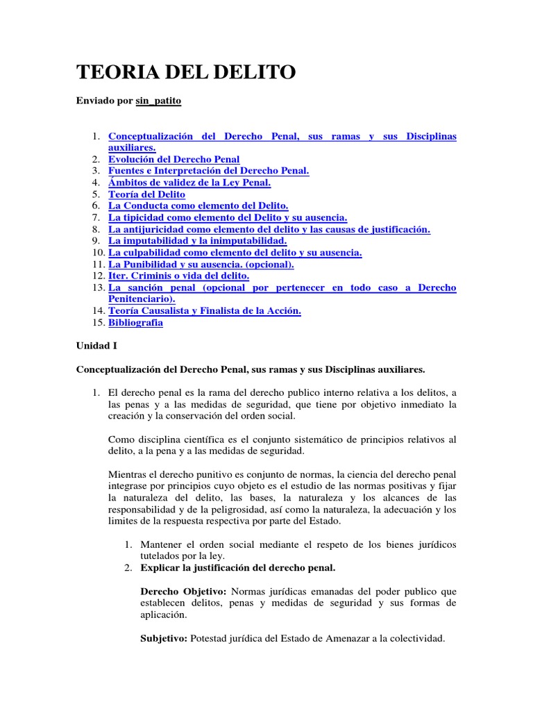 Teoria Del Delito. | PDF | Derecho penal | Fuentes del derecho