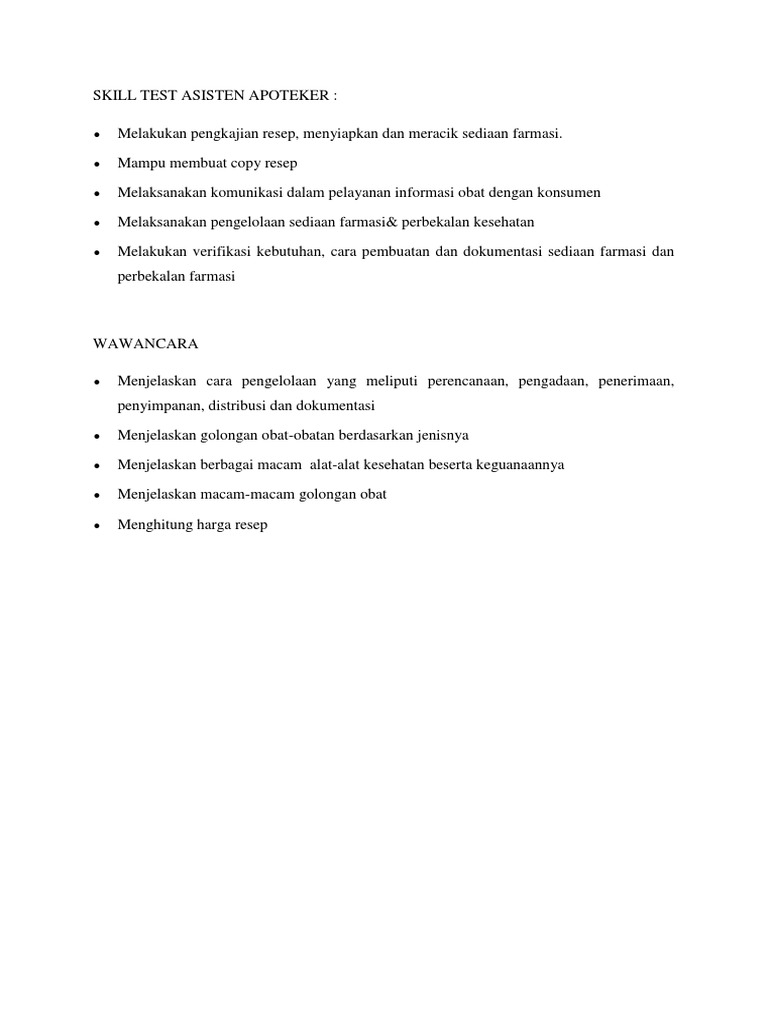 Soal Soal Test D3 Farmasi