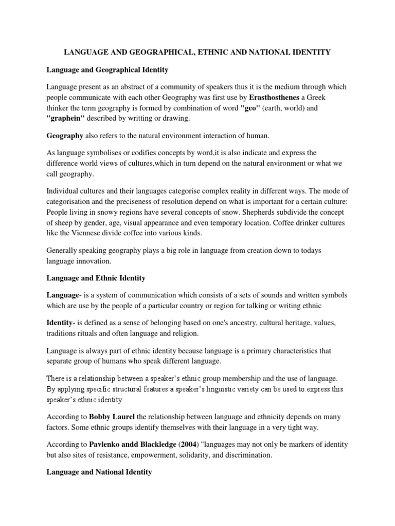 Language's Role in Identity Formation | PDF | Ethnic Groups | Identity ...