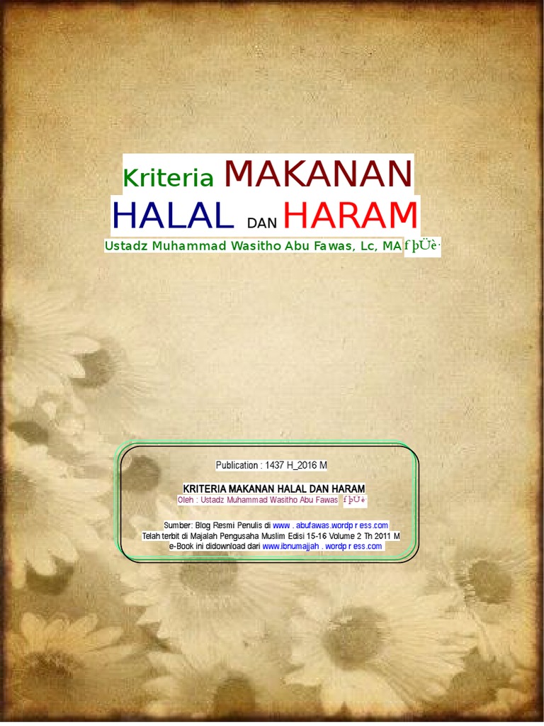 Kriteria Makanan Halal Dan Haram
