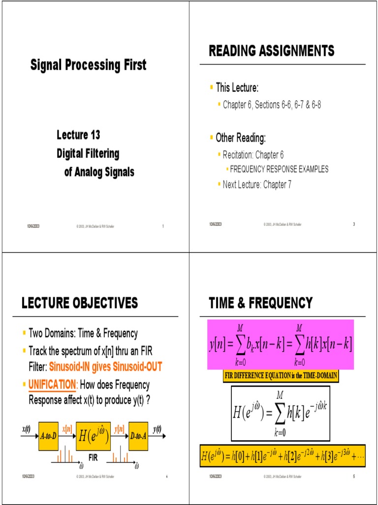 Signal Processing First Reading Assignments This Lecture PDF