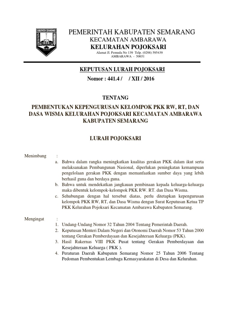 Contoh Sk Dasawisma Jurnal Siswa