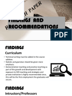 Findings and Recommendations