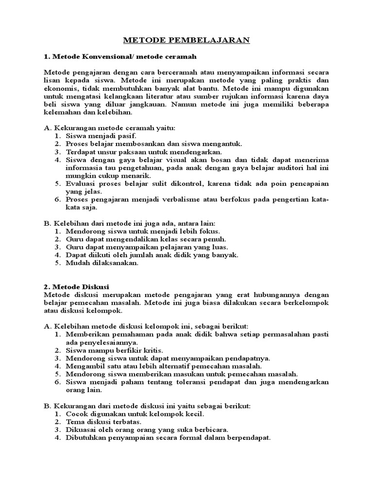 20 Macam Macam Metode Pembelajaran Pdf