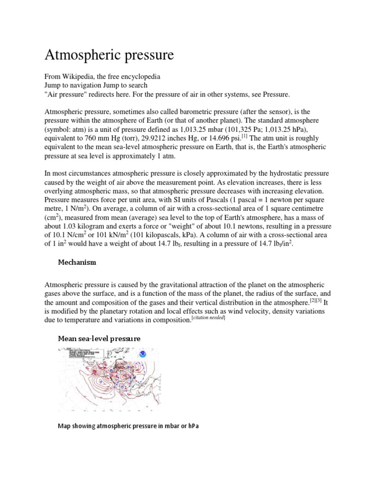 Atmospheric Pressure Pdf Atmospheric Pressure Earth Sciences