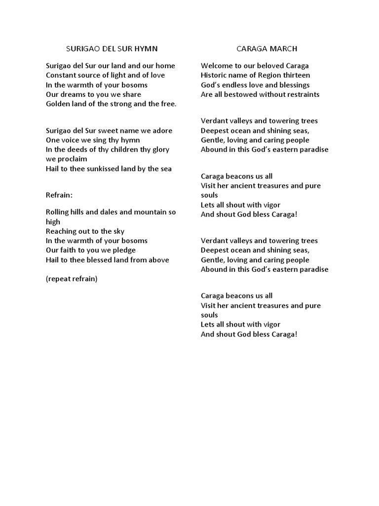 Surigao Del Sur Hymn PDF