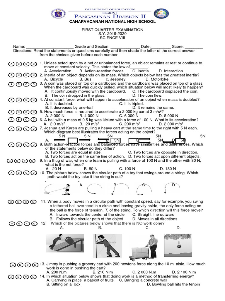 Grade 8 Science 1st Quarter Exam | PDF | Light | Electromagnetic Radiation