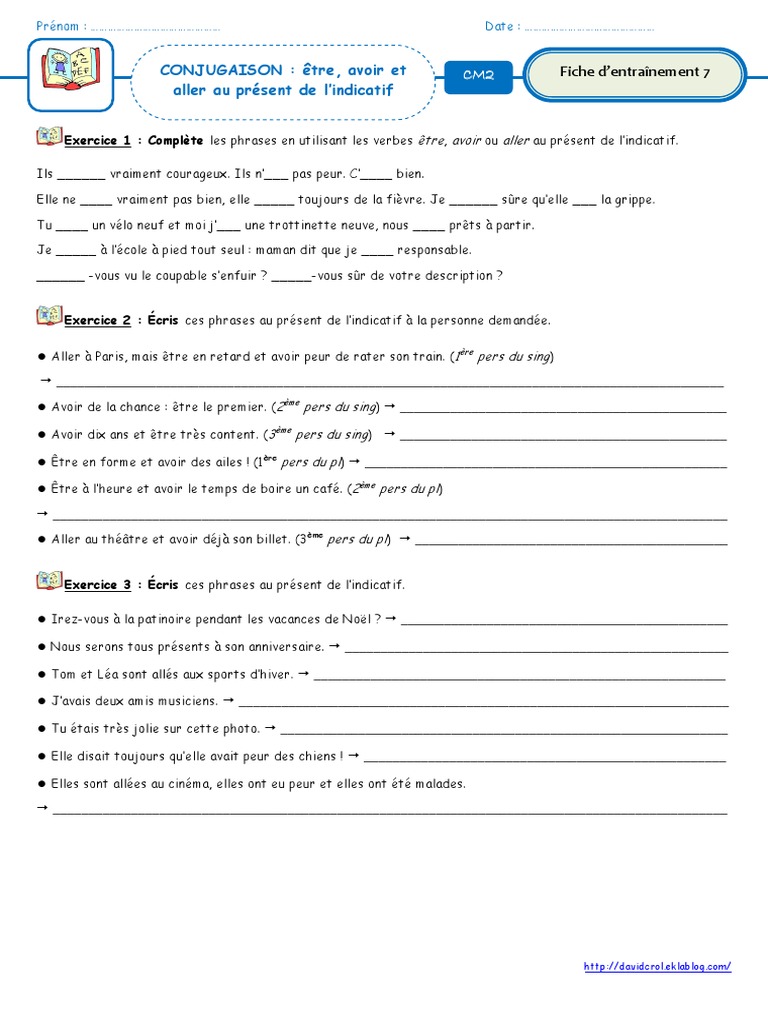 Exercices Présent De L indicatif 6ème à Imprimer ALINA F Etre Avoir Et Aller Au Present de L Indicatif | PDF | Conjugaison |  Relations syntaxiques