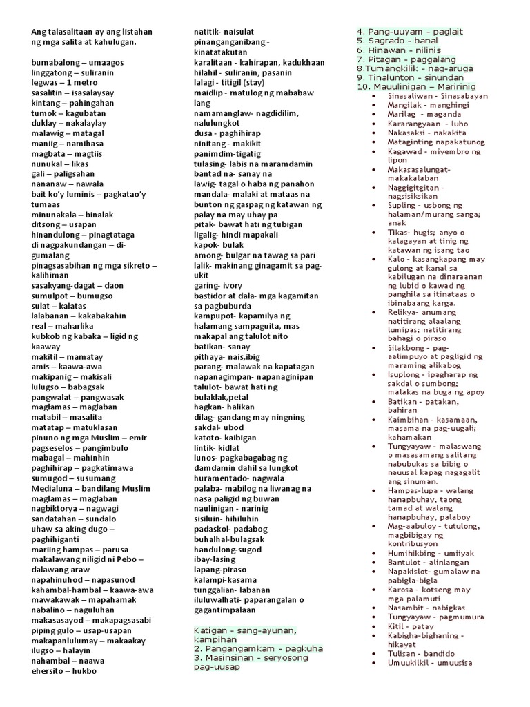 Talasalitaan | PDF