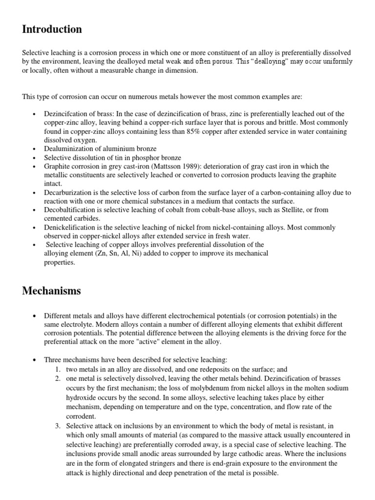 Selective Leaching | PDF | Corrosion | Brass