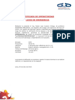 Certificado de operatividad luces de emergencia discoteca Ayacucho