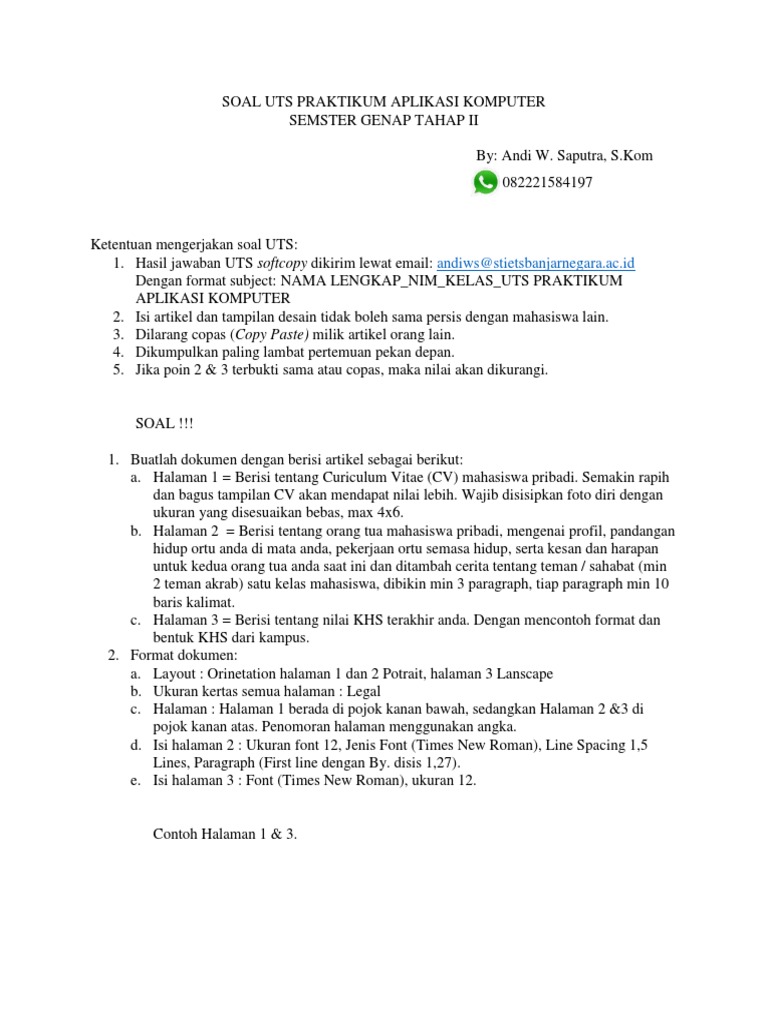 Soal Uts Praktikum Aplikasi Komputer 2019