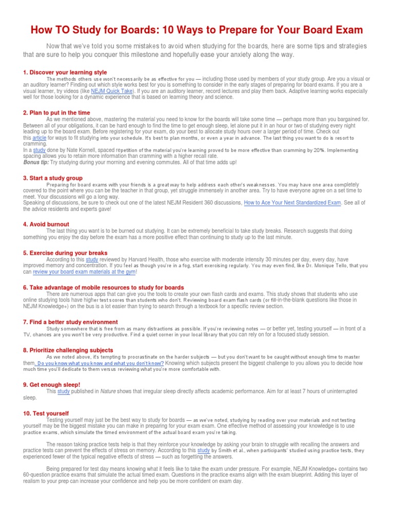 How TO Study For Boards PDF Test Assessment Standardized Tests
