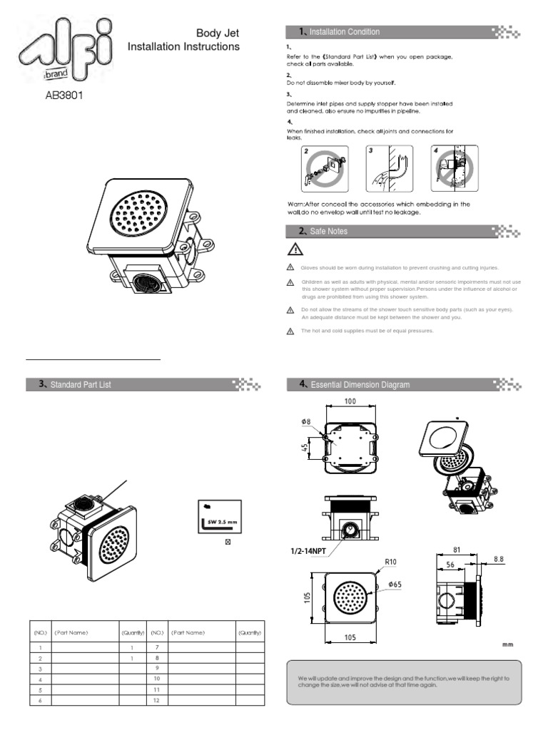 Body Jet Installation Instructions PDF Industrial Processes Chemistry