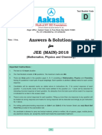 Answers & Solutions: For For For For For JEE (MAIN) - 2018