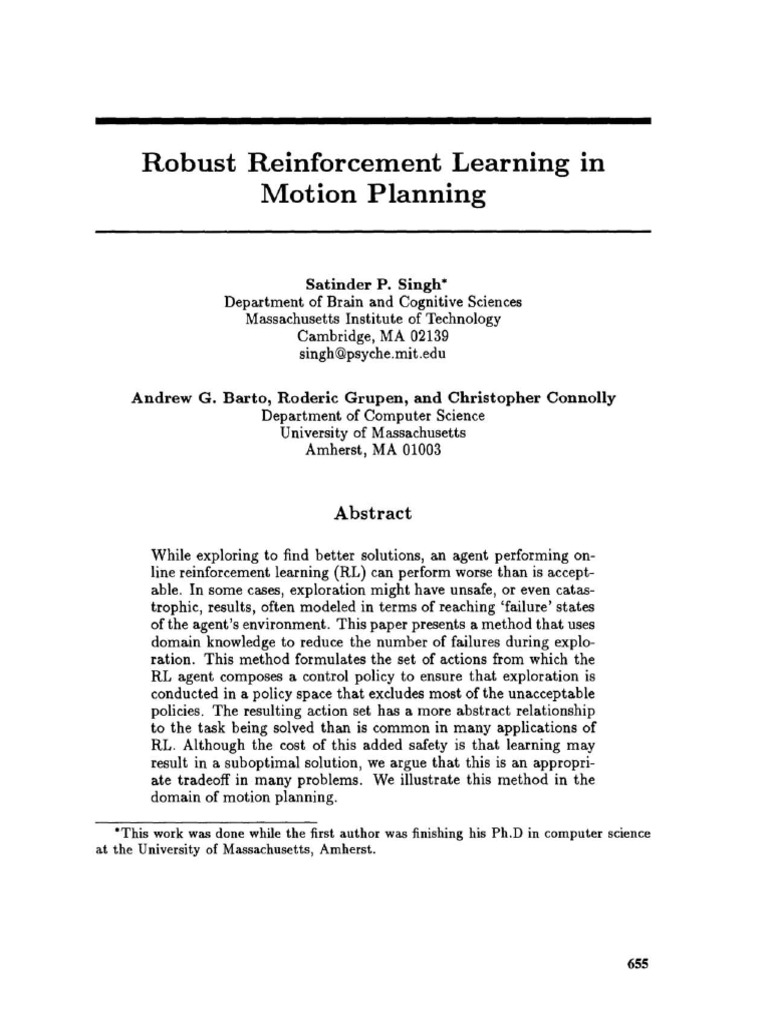Reinforcement Learning in Motion Planning | PDF | Mathematical ...