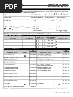 Personal Financial Statement Template 5.23.2017