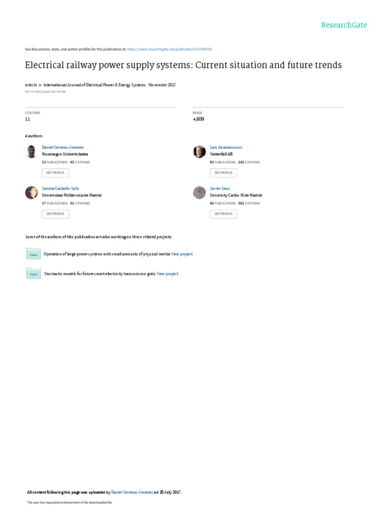 Electrical Railway Power Supply Systems Current Situation and Future
