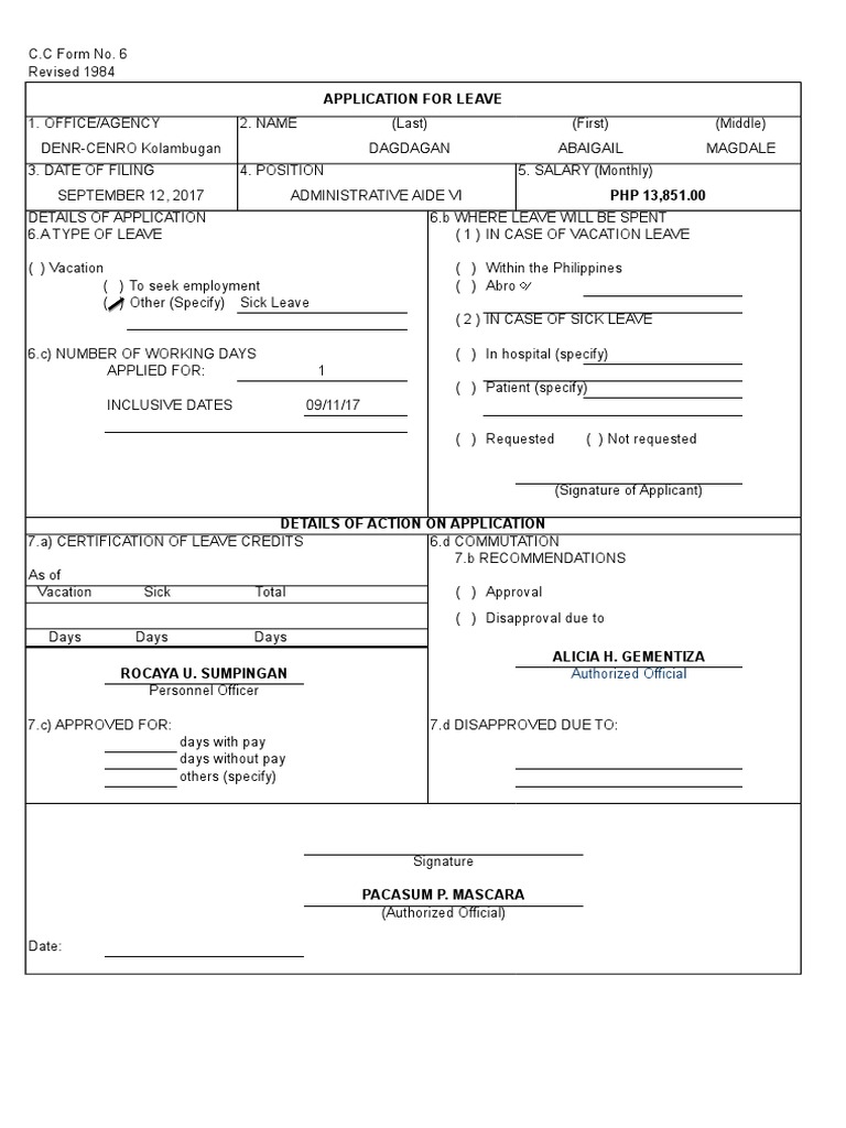 Application For Leave: Authorized Official | PDF | Government | Health Care