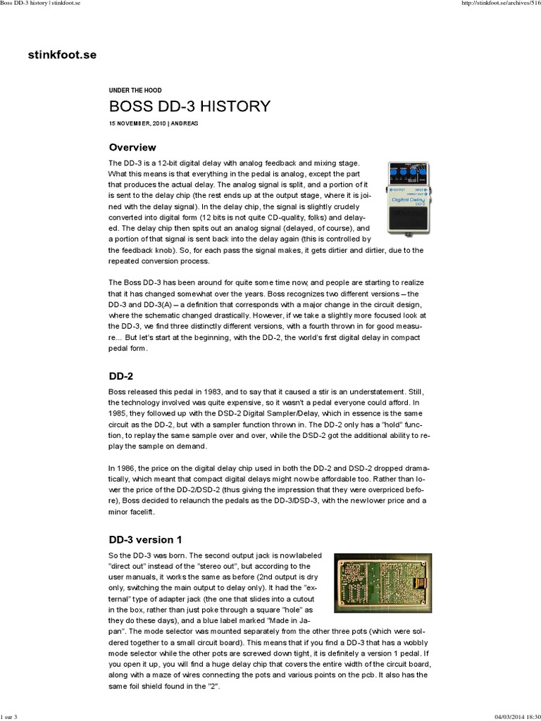 The Boss DD-3 | PDF | Printed Circuit Board | Analogue Electronics