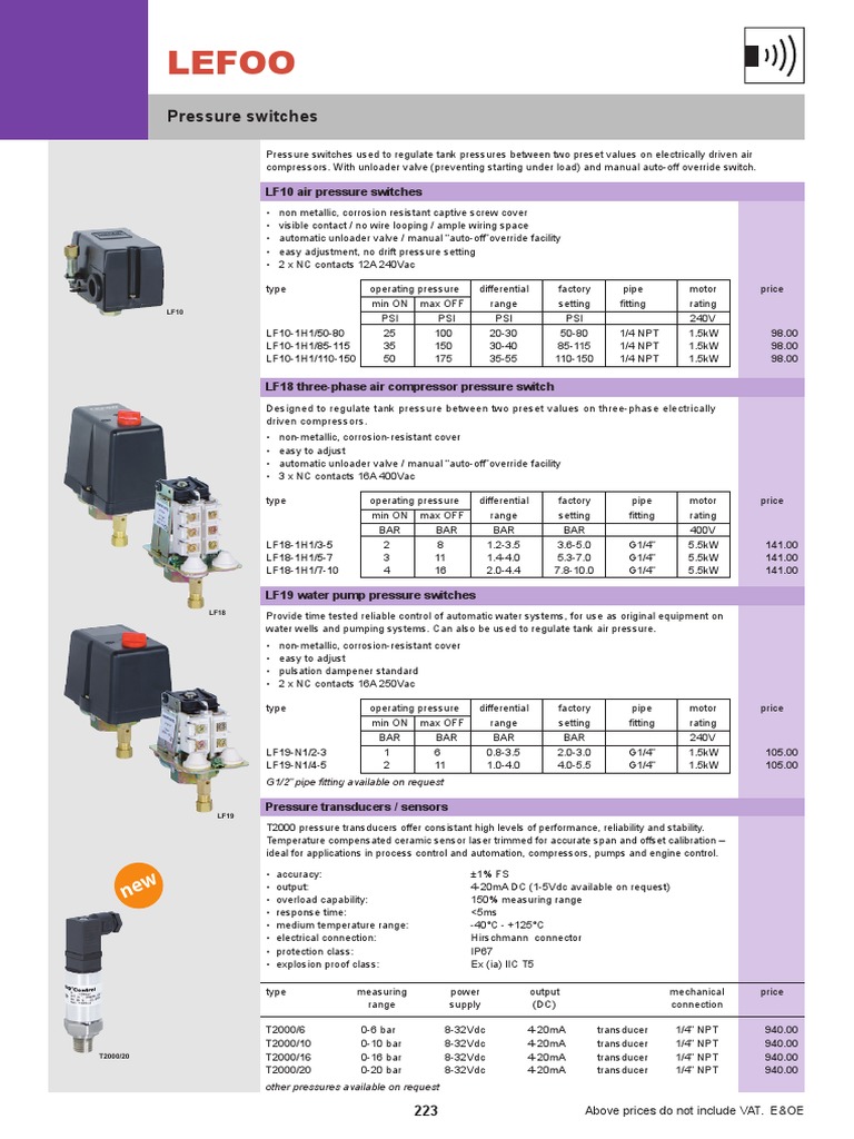 Lefoo Pressure Switch Overview | PDF | Switch | Valve