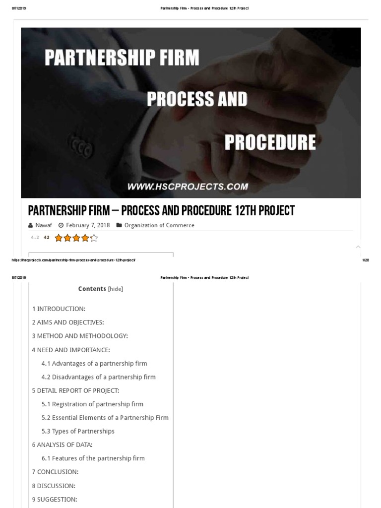 Partnership Firm Project Report Guide | PDF | Limited Partnership ...