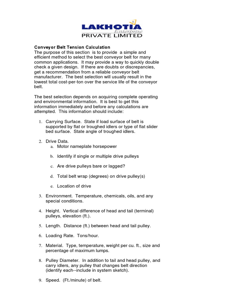 Belt Tension Calculation PDF Belt (Mechanical) Horsepower