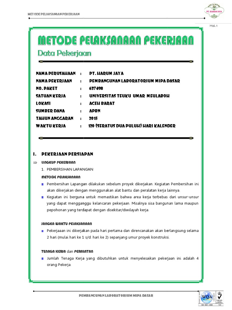 Pembangunan Lab MIPA Aceh 2015 | PDF