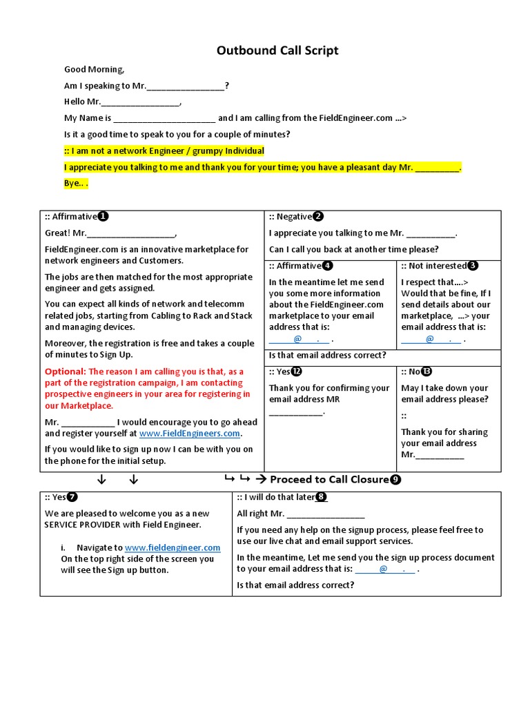 Outbound Call Script: Optional | Download Free PDF | World Wide Web ...