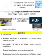 Course Code and Title: PAR 707: Current Topics On The Control of Malaria